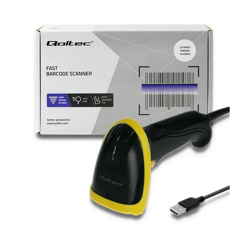 Czytnik kodów kreskowych Qoltec | 1D | 2D | USB | PartsPC.pl