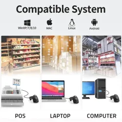 Czytnik kodów kreskowych Qoltec Laserowy 1D | 2D | Czarny