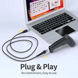 Czytnik kodów kreskowych Qoltec Laserowy 1D | 2D | Czarny