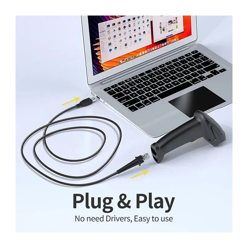 Czytnik kodów kreskowych Qoltec Laserowy 1D | 2D | Czarny