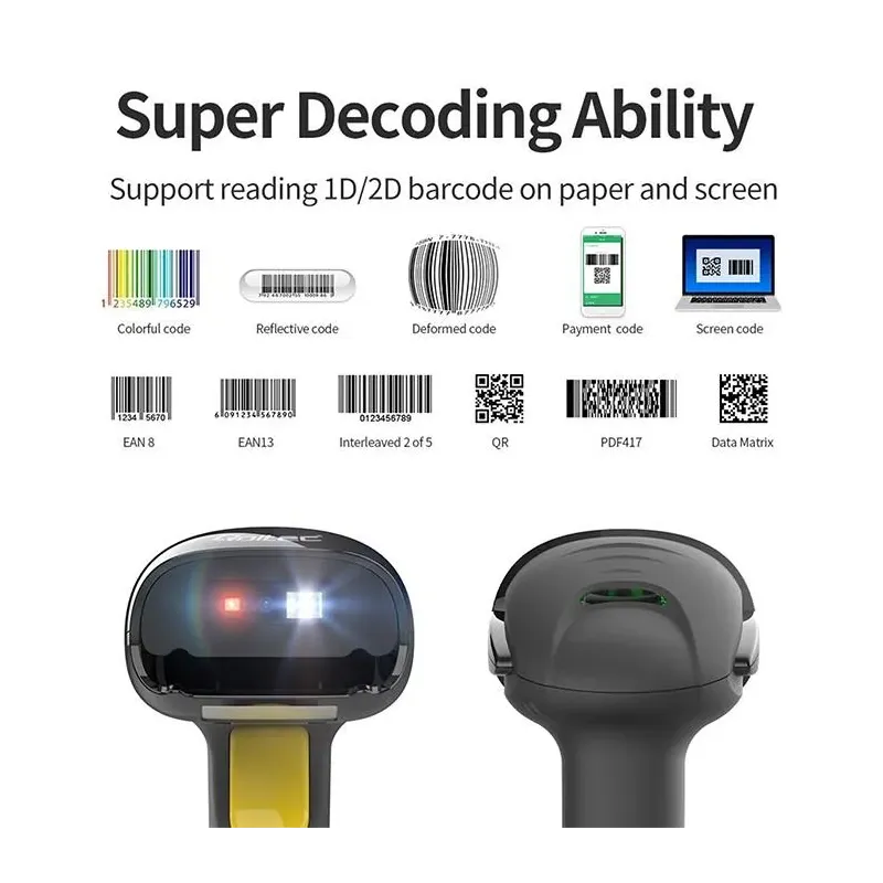 Czytnik kodów kreskowych Qoltec Laserowy 1D | 2D | Czarny