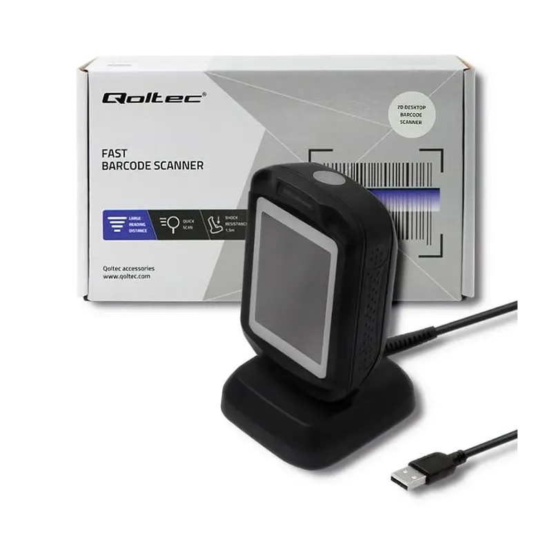 Czytnik kodów kreskowych Qoltec | stacjonarny | 1D i 2D | PartsPC.pl