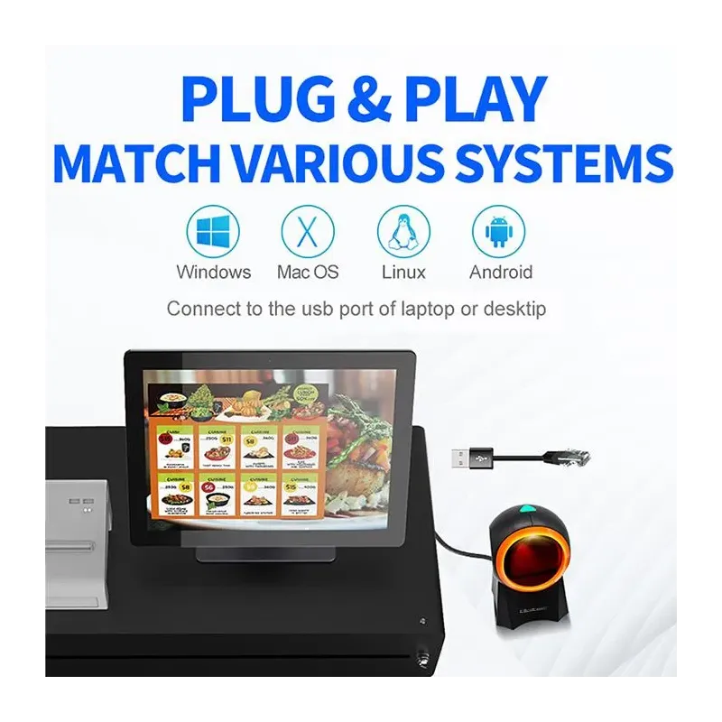 Czytnik kodów kreskowych Qoltec 1D | 2D | stacjonarny