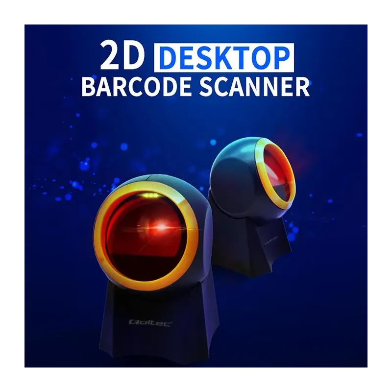 Czytnik kodów kreskowych Qoltec 1D | 2D | stacjonarny