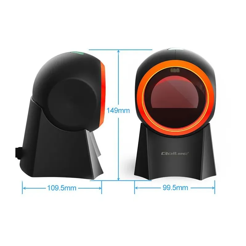 Czytnik kodów kreskowych Qoltec 1D | 2D | stacjonarny