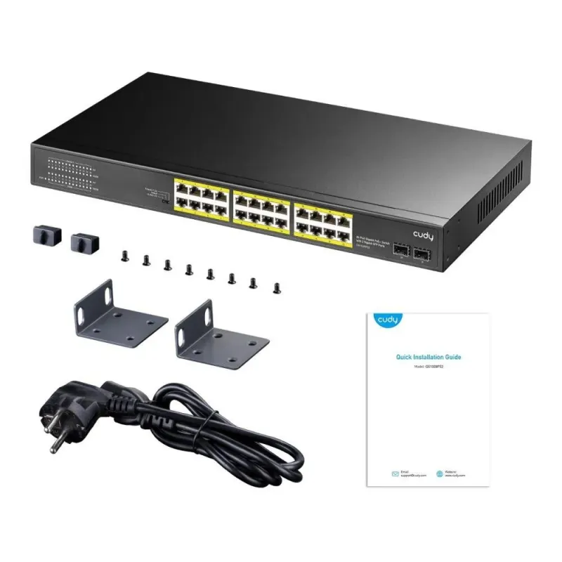 CUDY GS1028PS2 | przełącznik sieciowy, 24-portowy, Gigabit, PoE+, 300W