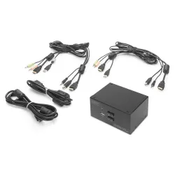 Przełącznik KVM DIGITUS 2 portowy HDMI, Dual Display, 4K 30Hz