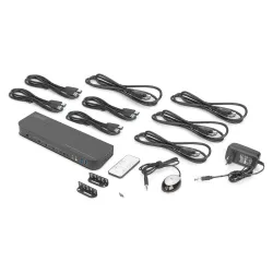 Przełącznik KVM DIGITUS 4 portowy DisplayPort do 1 port DP/HDMI 4K 60Hz