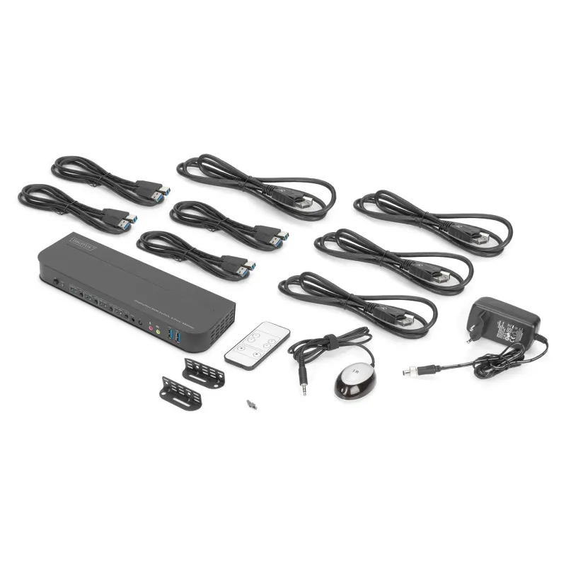 Przełącznik KVM DIGITUS 4 portowy DisplayPort do 1 port DP/HDMI 4K 60Hz