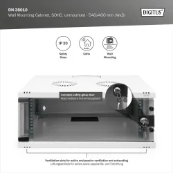 Szafa wisząca jednosekcyjna DIGITUS 19" 4U, SOHO 241 x 540 x 400 mm, drzwi