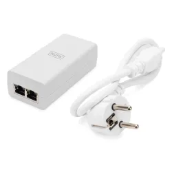 Zasilacz/Adapter PoE+ DIGITUS 802.3at max. 52V 30W Gigabit aktywny, biały