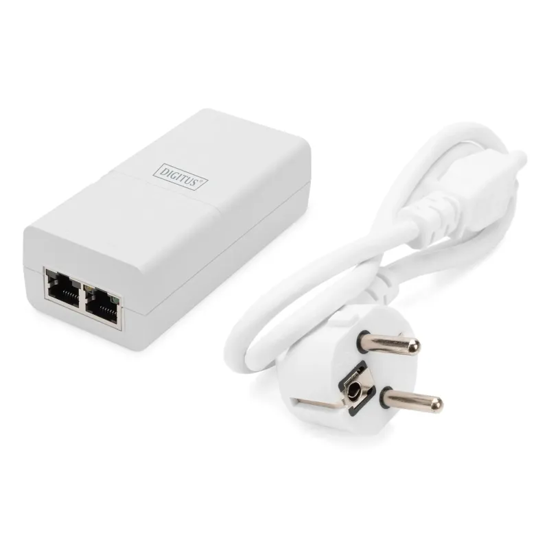 Zasilacz/Adapter PoE+ DIGITUS 802.3at max. 52V 30W Gigabit aktywny, biały