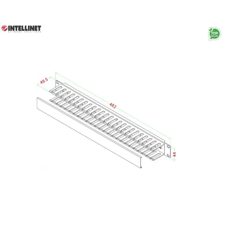 Organizer Kabli Intellient Rack 19" 1U z pokrywą, czarny
