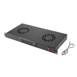 Panel wentylacyjny Lanberg LCD poziomy 1U z termostatem do szaf 19" 2