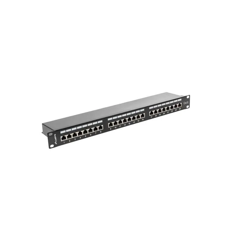 Patch panel Lanberg PPS6-1024-B 24 port 1U kat.6 ekranowany czarny