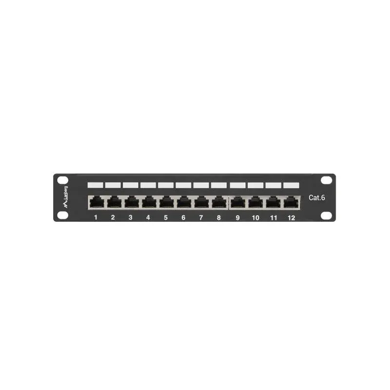 Patch panel Lanberg PPF6-9012-B 12 port 1U 10" kat.6 ekranowany czarny