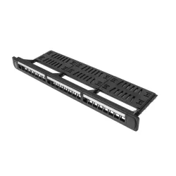 Patch panel pusty Lanberg PPKS-1124-B 24 port 1U 19" z organizerem do