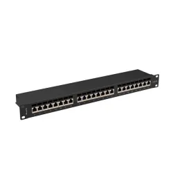 Patch panel Lanberg 24 port 1U kat.6A ekranowany czarny