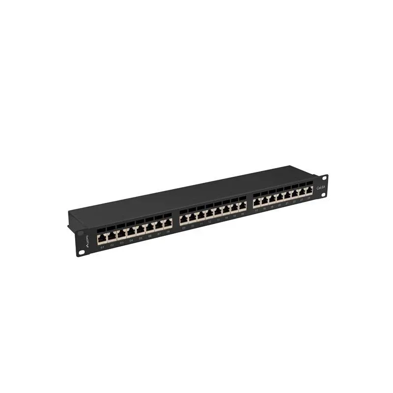 Patch panel Lanberg 24 port 1U kat.6A ekranowany czarny