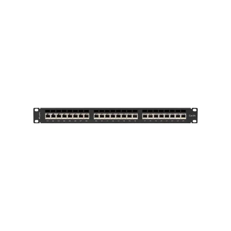 Patch panel Lanberg 24 port 1U kat.6A ekranowany czarny