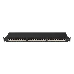 Patch panel Lanberg 24 port 1U kat.6A ekranowany czarny