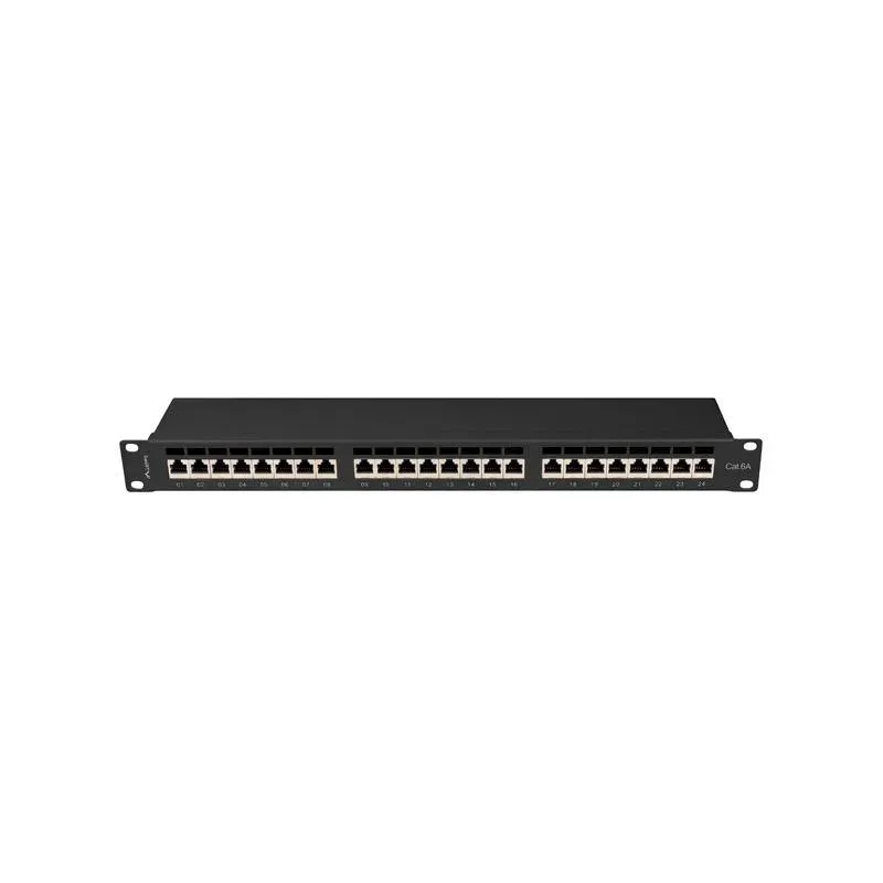 Patch panel Lanberg 24 port 1U kat.6A ekranowany czarny