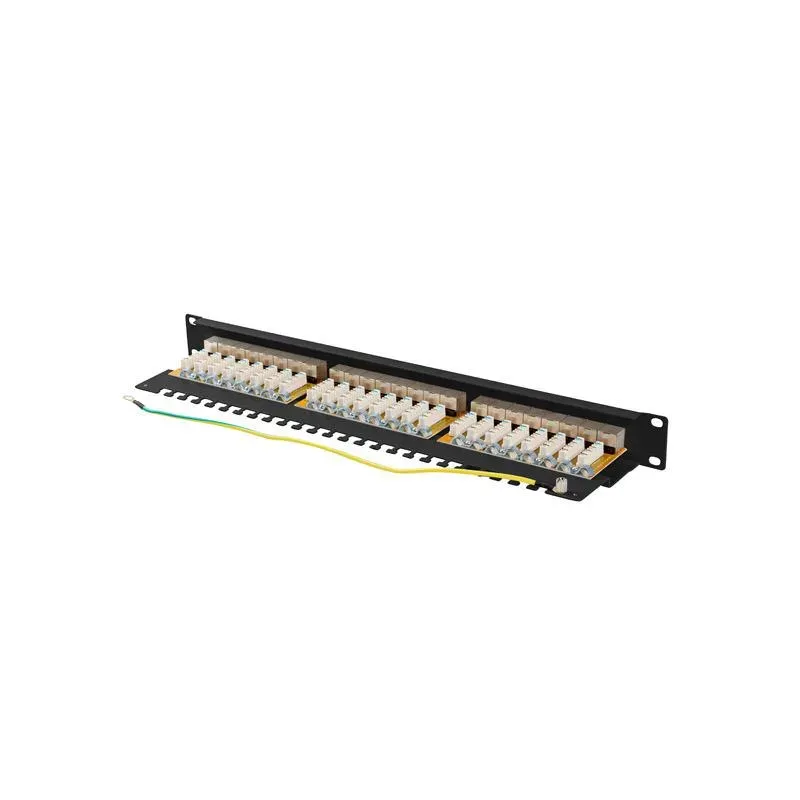Patch panel Lanberg 24 port 1U kat.6A ekranowany czarny