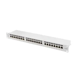 Patch panel Lanberg 24 port 1U kat.6A ekranowany szary