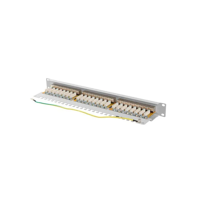 Patch panel Lanberg 24 port 1U kat.6A ekranowany szary