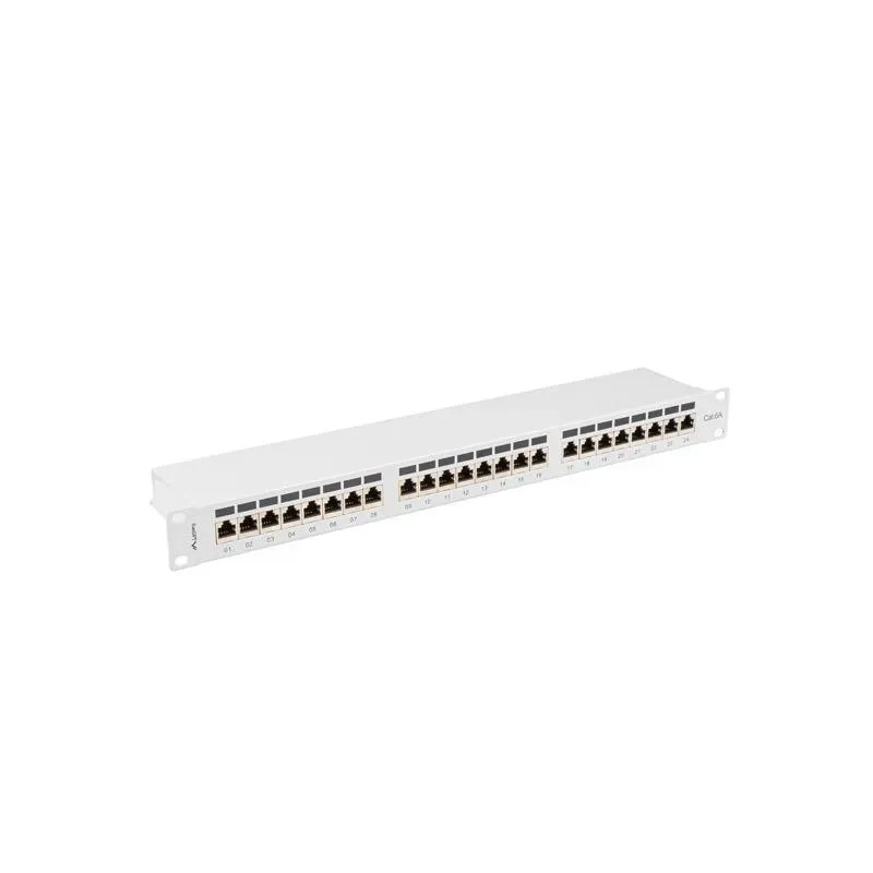 Patch panel Lanberg 24 port 1U kat.6A ekranowany szary