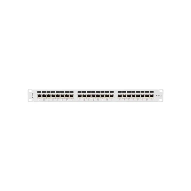 Patch panel Lanberg 24 port 1U kat.6A ekranowany szary