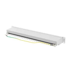 Patch panel Lanberg 24 port 1U kat.6A ekranowany szary