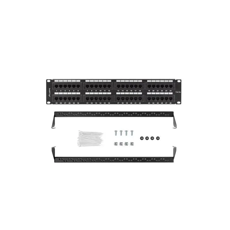 Patch panel Lanberg PPU5-2048-B 48 port 2U 19" kat.5e czarny