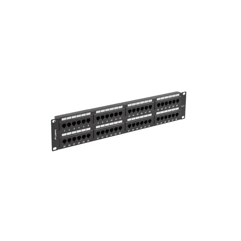 Patch panel Lanberg PPU6-2048-B 48 port 2U 19" kat.6 czarny