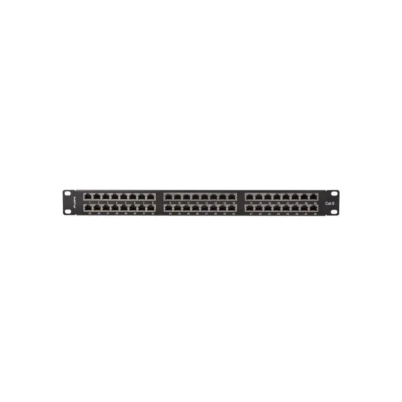 Patch panel Lanberg PPS6-1048-B 48 port 1U 19" kat.6 FTP ekranowany czarny