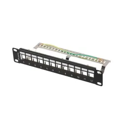 Patch panel pusty Lanberg 12 Port 1U 10" FTP z organizerem do modułów