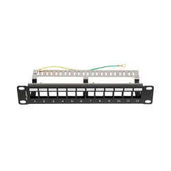 Patch panel pusty Lanberg 12 Port 1U 10" FTP z organizerem do modułów