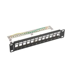 Patch panel pusty Lanberg 12 Port 1U 10" FTP z organizerem do modułów