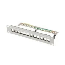 Patch panel pusty Lanberg 12 Port 1U 10" FTP z organizerem do modułów