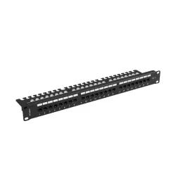 Patch panel Lanberg 24 Port 1U 19" Kat.6 UTP z organizerem kablowym czarny