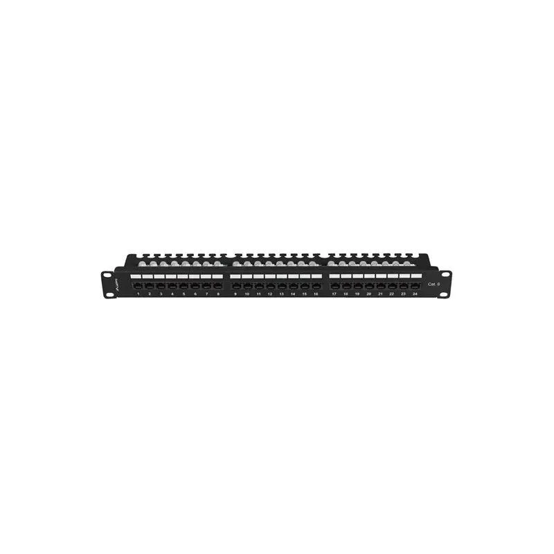 Patch panel Lanberg 24 Port 1U 19" Kat.6 UTP z organizerem kablowym czarny