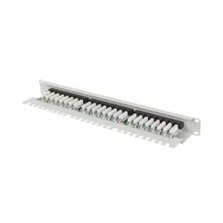 Patch panel Lanberg 24 port 1U 19" Kat.5e UTP z organizerem kablowym szary