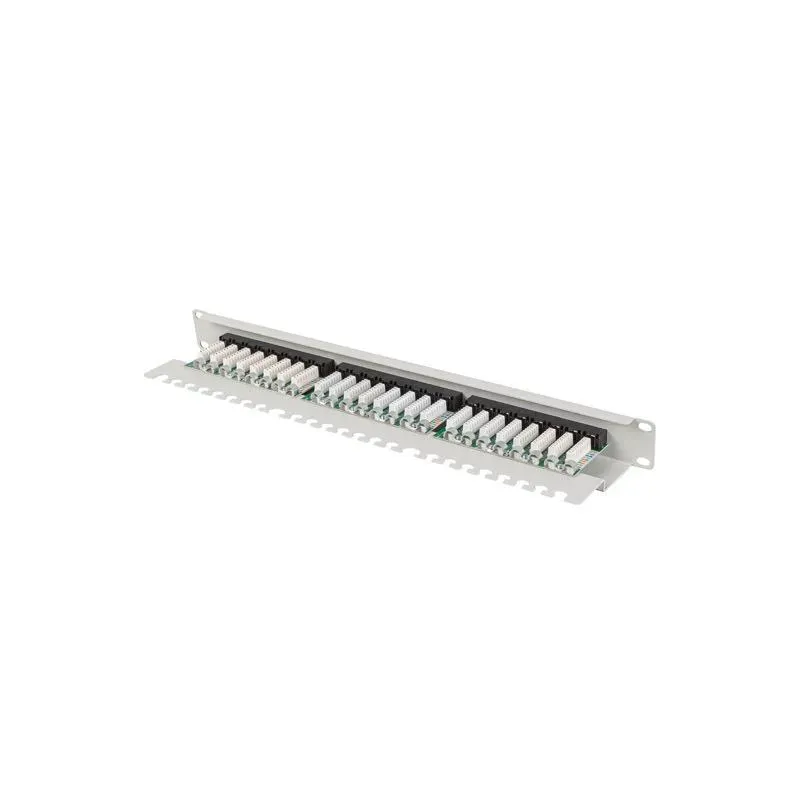 Patch panel Lanberg 24 port 1U 19" Kat.5e UTP z organizerem kablowym szary
