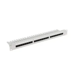 Patch panel Lanberg 24 port 1U 19" Kat.5e UTP z organizerem kablowym szary