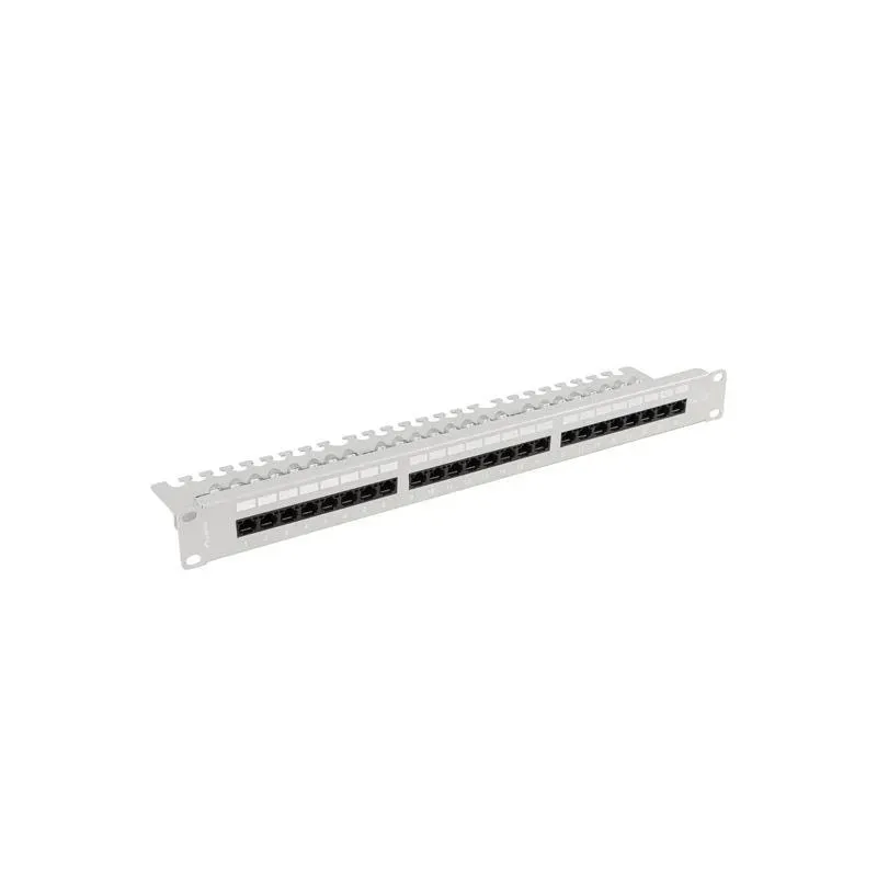 Patch panel Lanberg 24 port 1U 19" Kat.5e UTP z organizerem kablowym szary