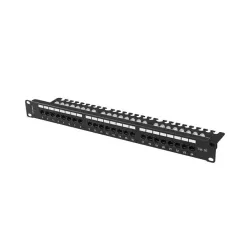 Patch panel Lanberg 24 port 1U 19" kat.5e UTP z organizerem kablowym czarny