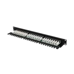 Patch panel Lanberg 24 port 1U 19" kat.5e UTP z organizerem kablowym czarny
