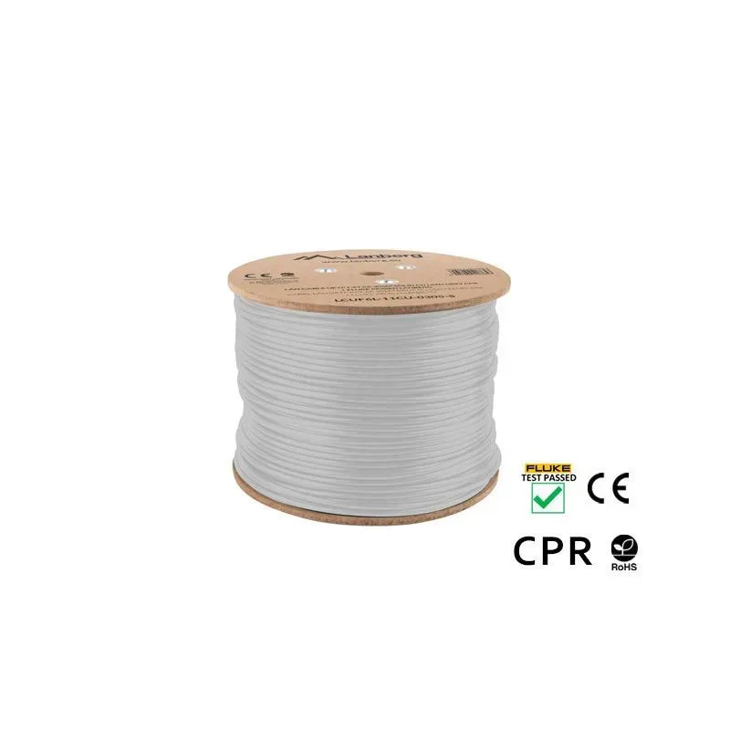 Kabel UFTP Lanberg kat. 6A 305m drut CU szary CPR+ fluke passed