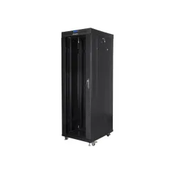 Szafa instalacyjna Rack stojąca 19" 37U 600x800 czarna drzwi szklane LCD