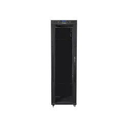 Szafa instalacyjna Rack stojąca 19" 42U 600x600 czarna drzwi szklane LCD